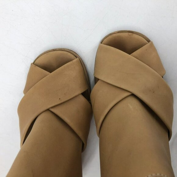 Rachel Comey Tan leather heeled ankle booties peep toe cross cross  7 - Picture 4 of 16